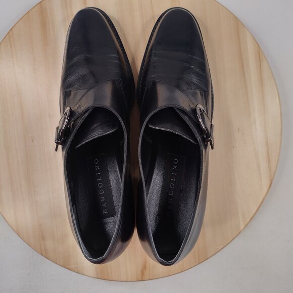 Bandolino Atlanta Monk Strap Chunky Heel Black Leather Loafers Women US 9.5M - Picture 8 of 12